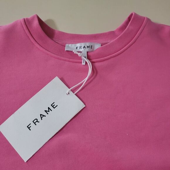 Frame Denim Oversized Crew Hot Pink Long Sleeve Sweatshirt - Picture 13 of 16